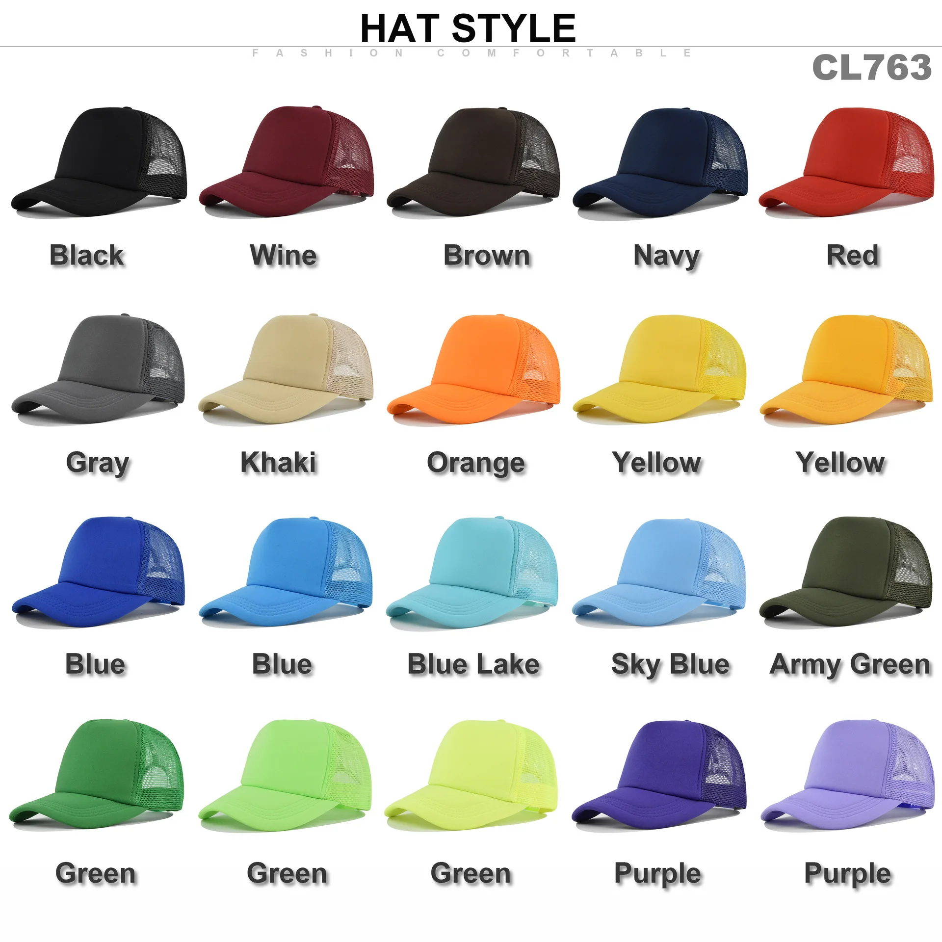 Trucker Cap Mesh - Модная унисекс бейсболка без рисунка, регулируемая,